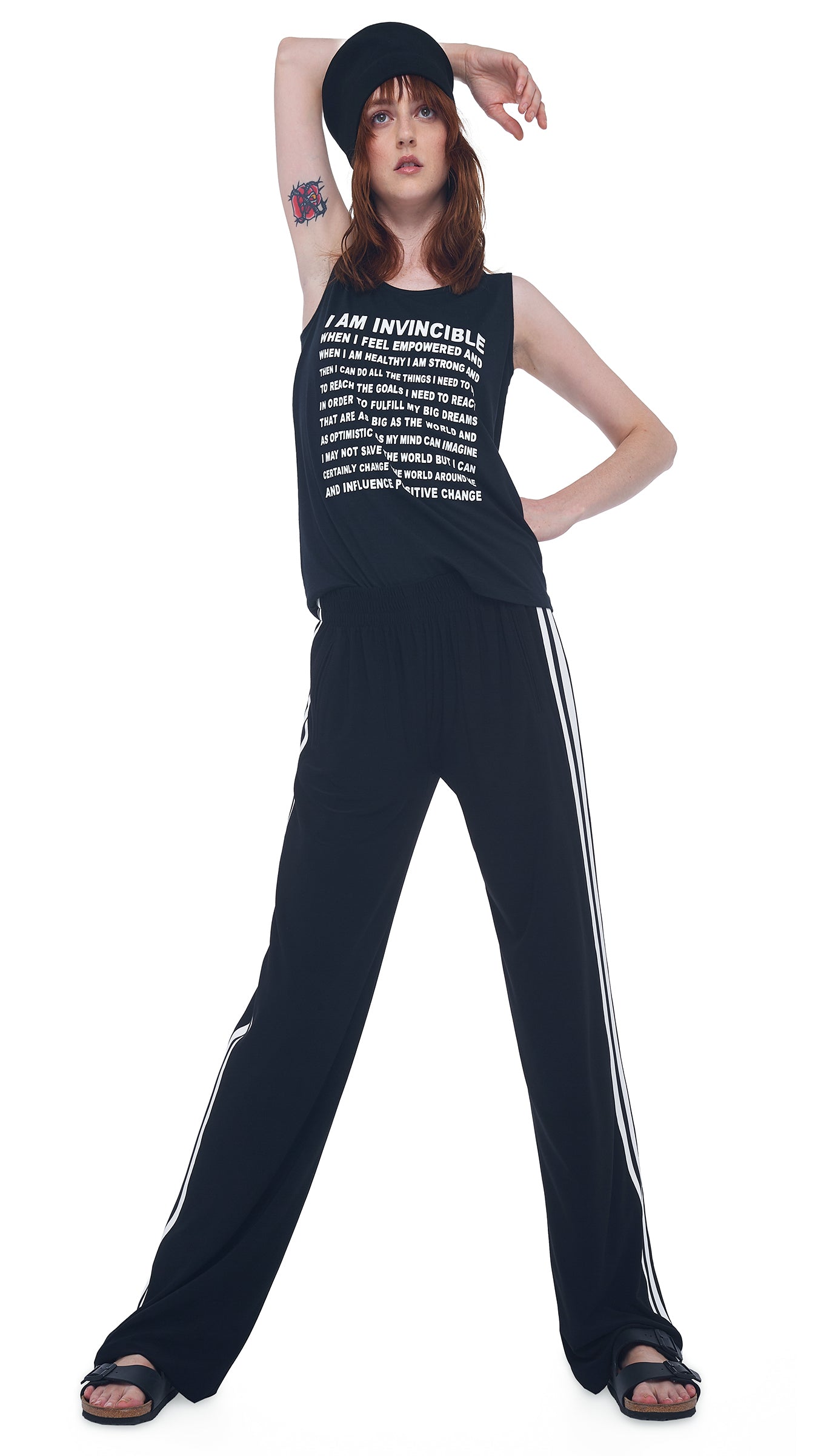 I AM INVINCIBLE TEE Black/White | Norma Kamali Women
