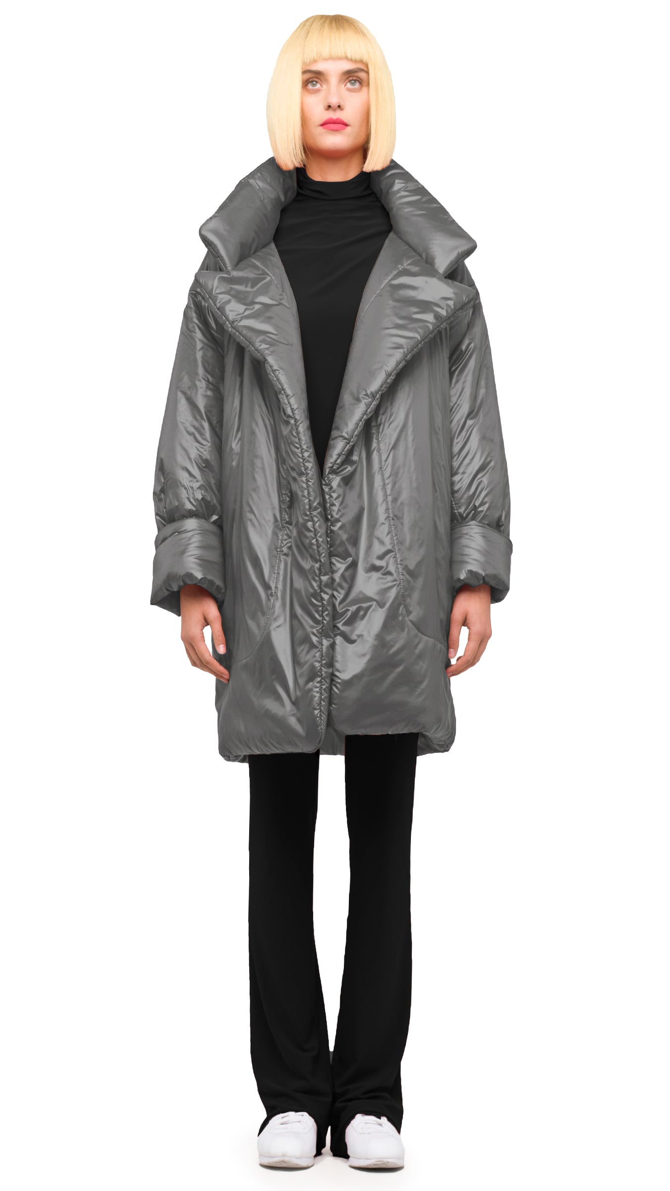 SLEEPING BAG COAT TO KNEE Grey | Norma Kamali Women
