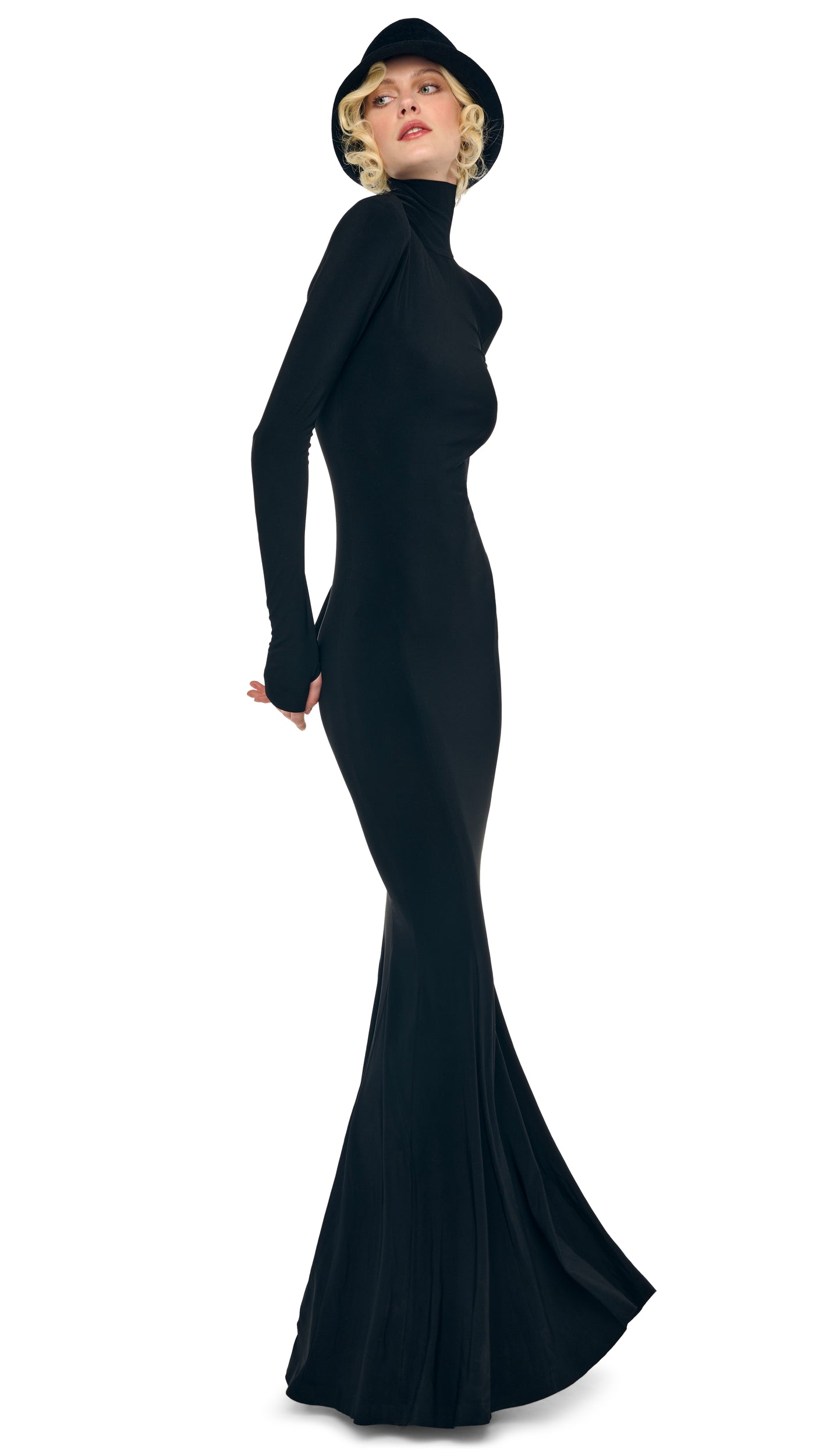 TURTLE FISHTAIL GOWN Black | Norma Kamali Women