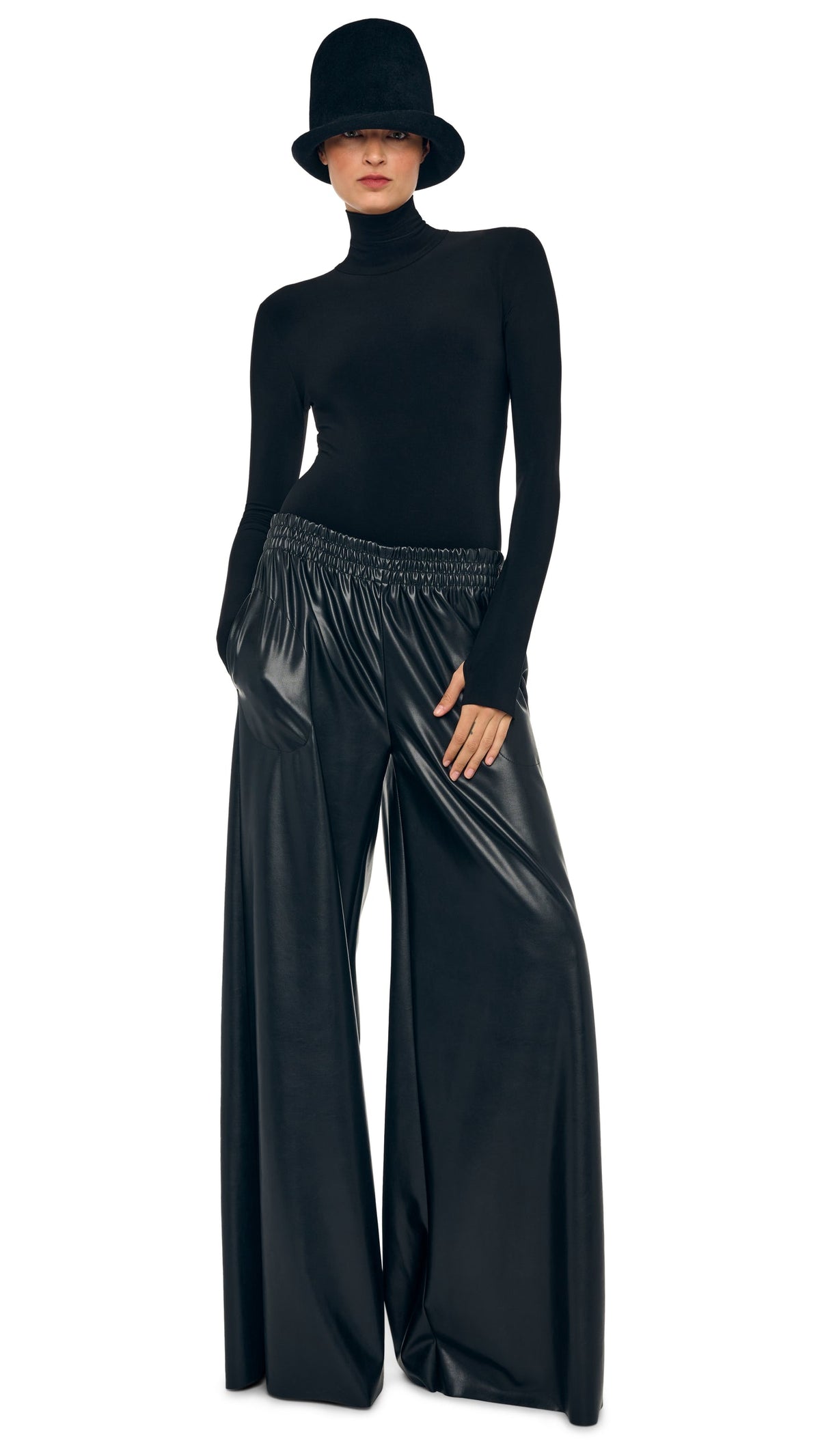 LONG SLEEVE TURTLE BODYSUIT Black | Norma Kamali Women