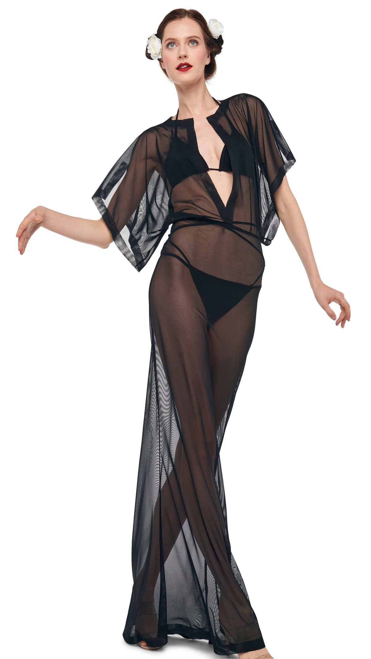 OBIE GOWN Black Mesh | Norma Kamali Women