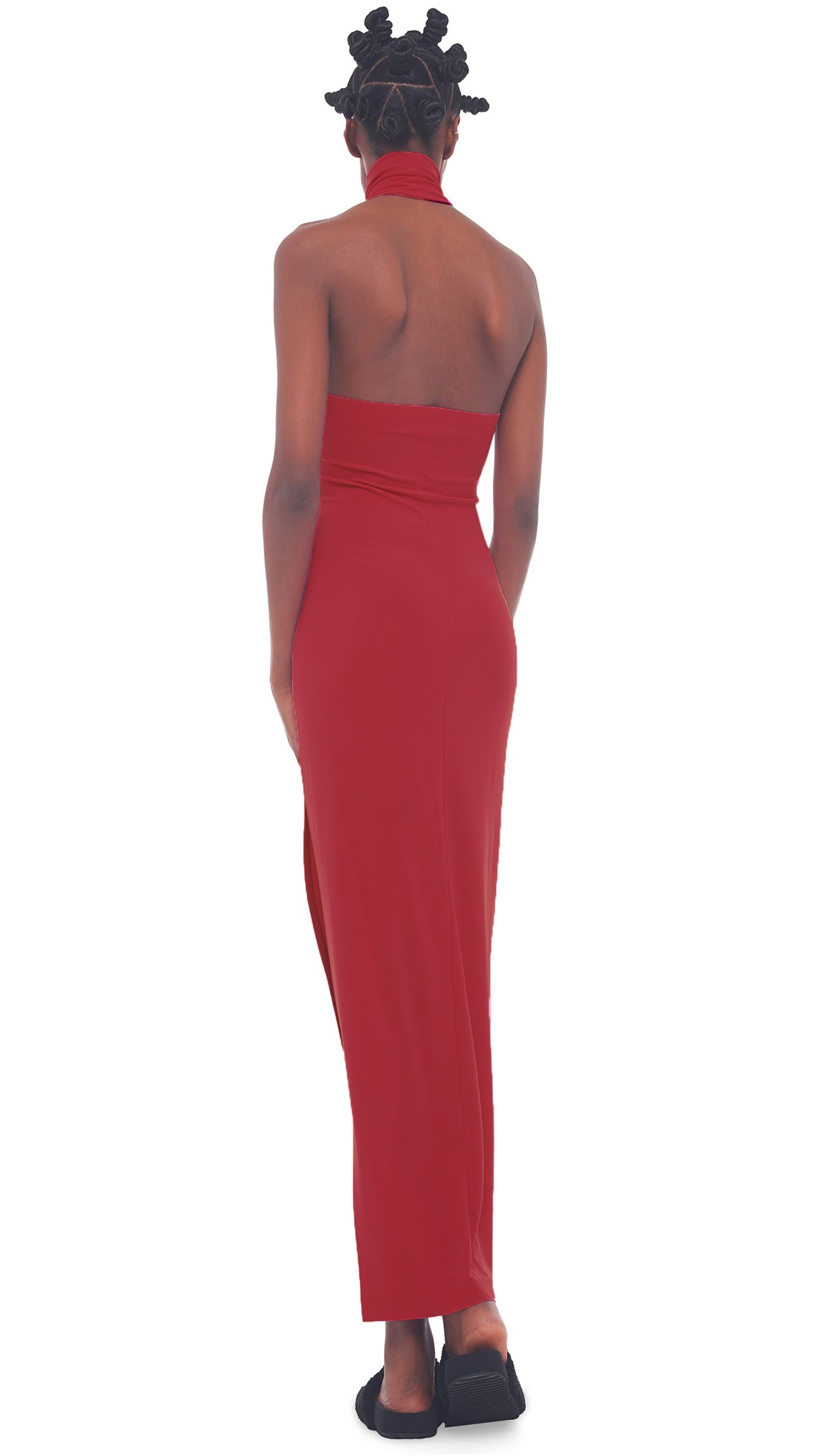HALTER TURTLE SIDE SLIT GOWN Red | Norma Kamali Women