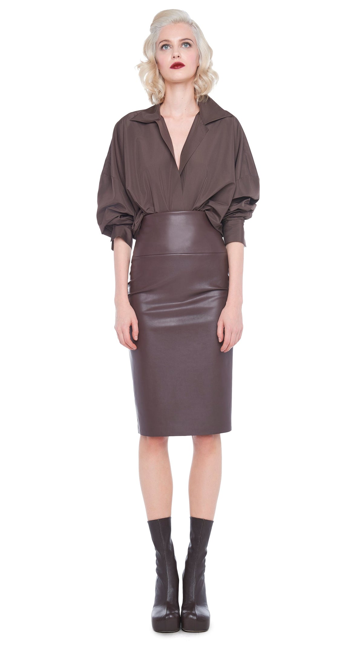 SUPER OS BF NK SHIRT BODYSUIT Chocolate | Norma Kamali Women