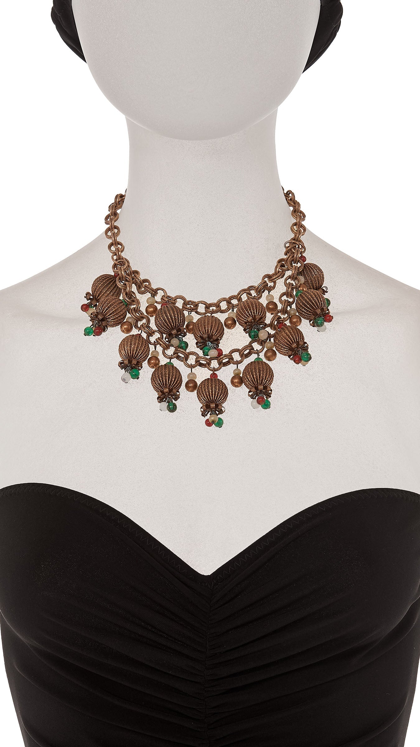 BRASS & COLOR BEADED TIERED NECKLACE Brass | Norma Kamali Women