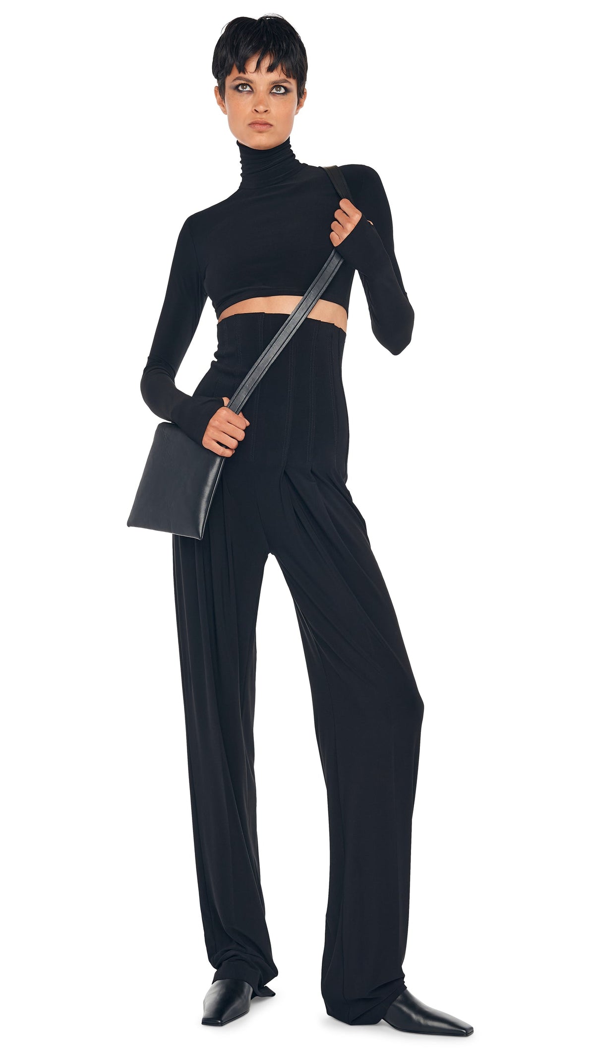 HIGH WAIST TAILORED PLEAT PANT Black | Norma Kamali Women