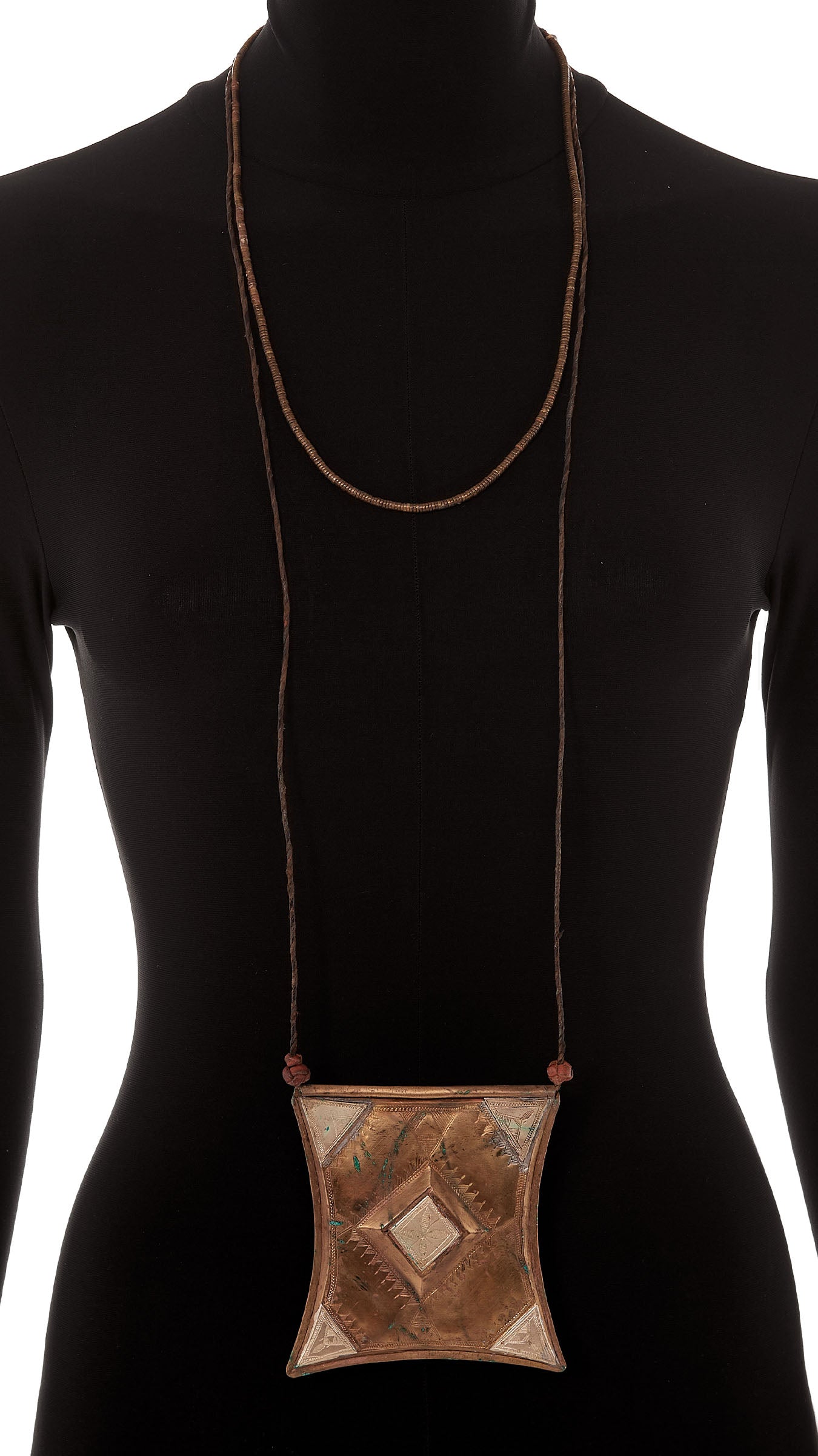 COPPER & SILVER ETCHED WEST AFRICAN PENDANT Brass | Norma Kamali Women