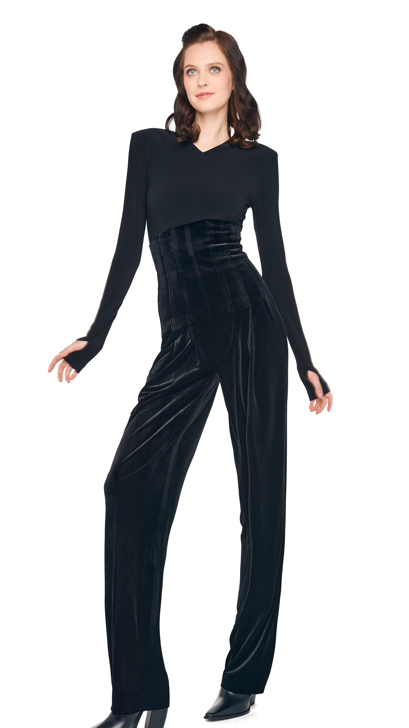 HIGH WAIST TAILORED PLEAT PANT Black | Norma Kamali Women