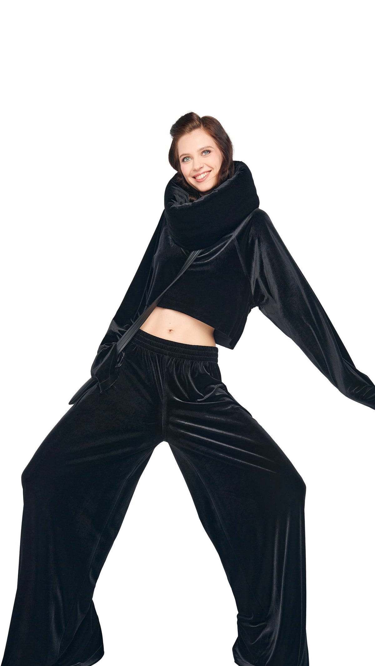 OS RAGLAN SLEEVE CROPPED TOP Black | Norma Kamali Women