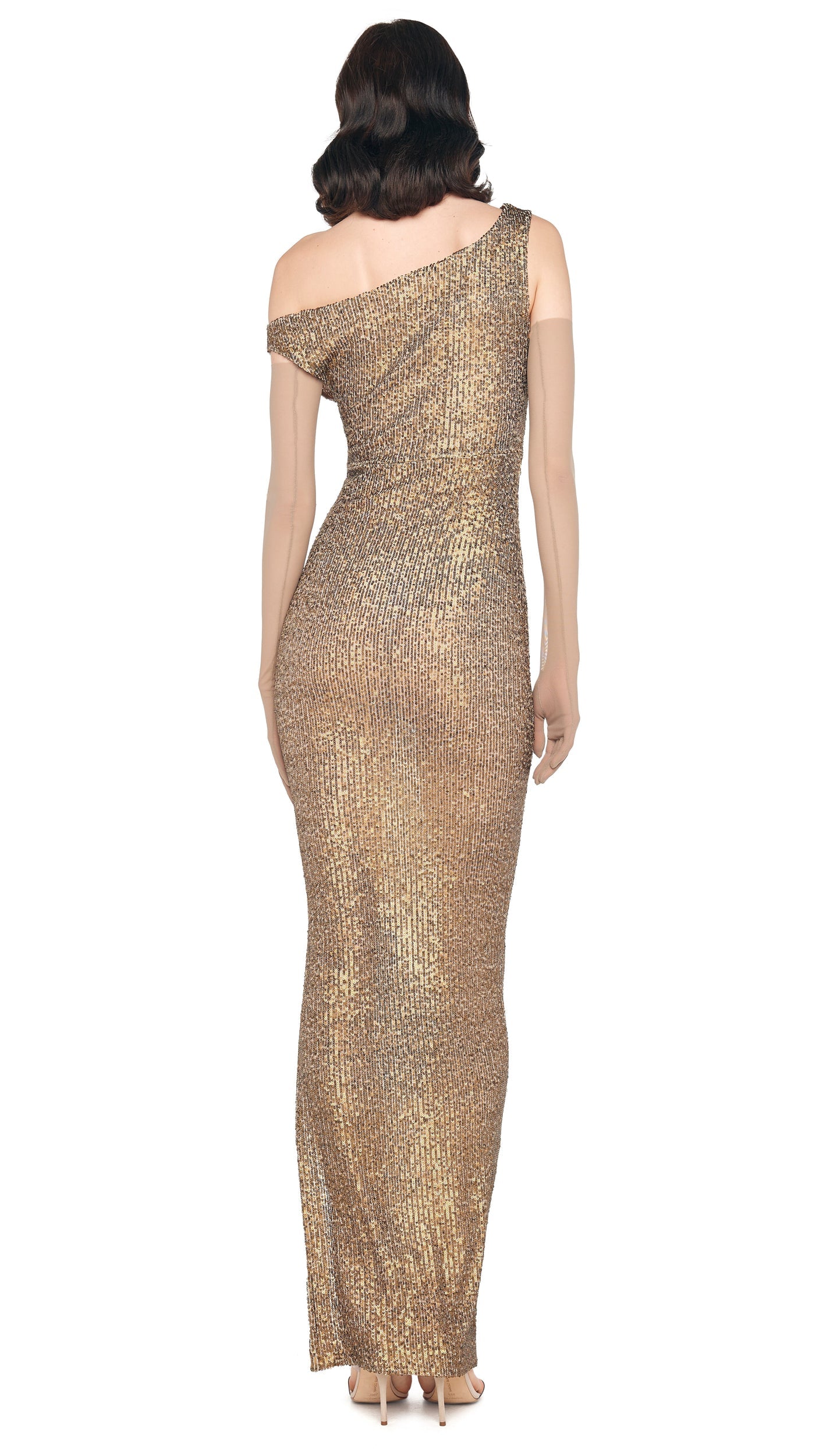 DROP SHOULDER GOWN W/ SIDE SLIT Bronze | Norma Kamali Women