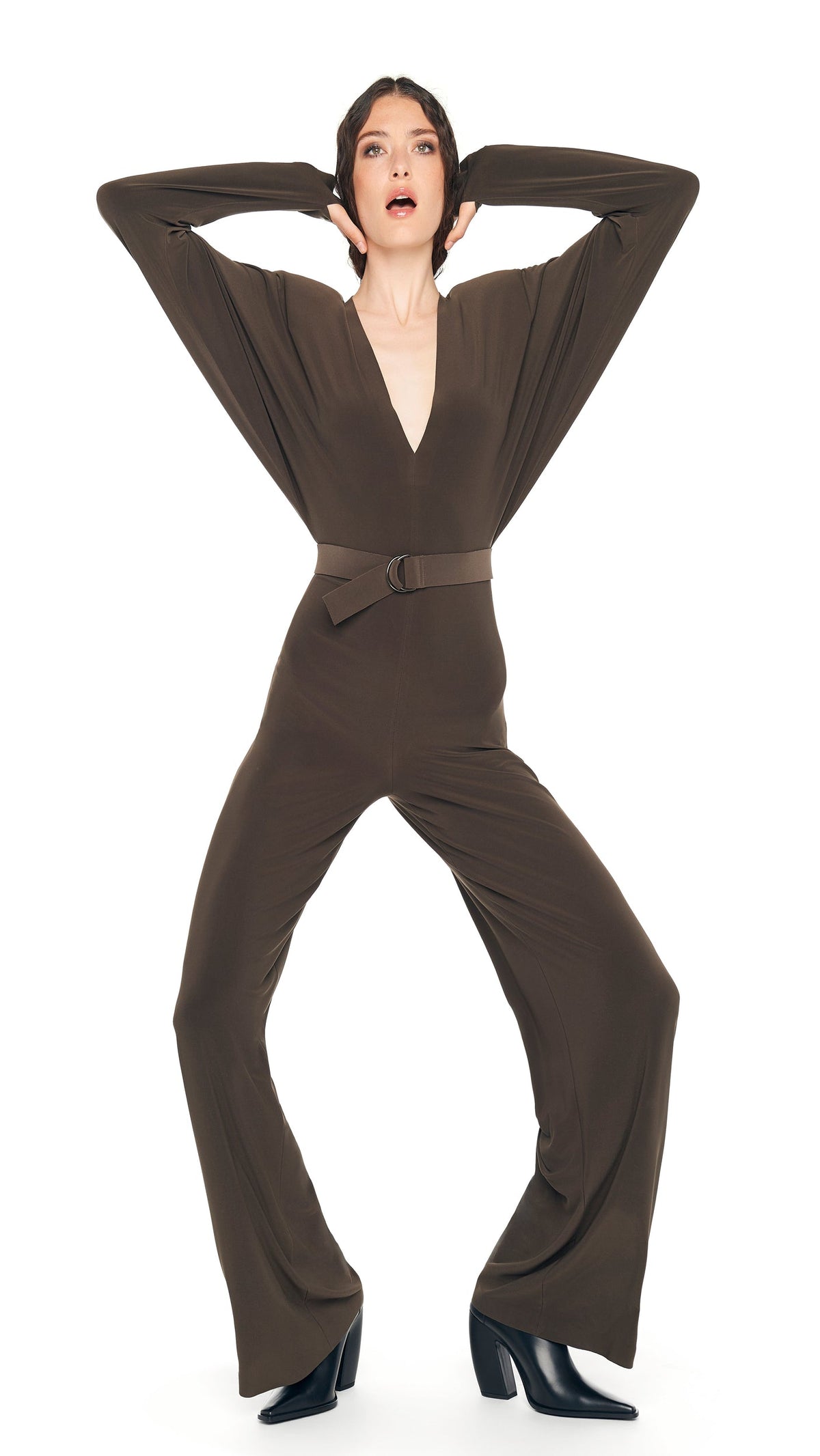 DOLMAN JUMPSUIT W/ SHOULDER PADS Espresso | Norma Kamali Women