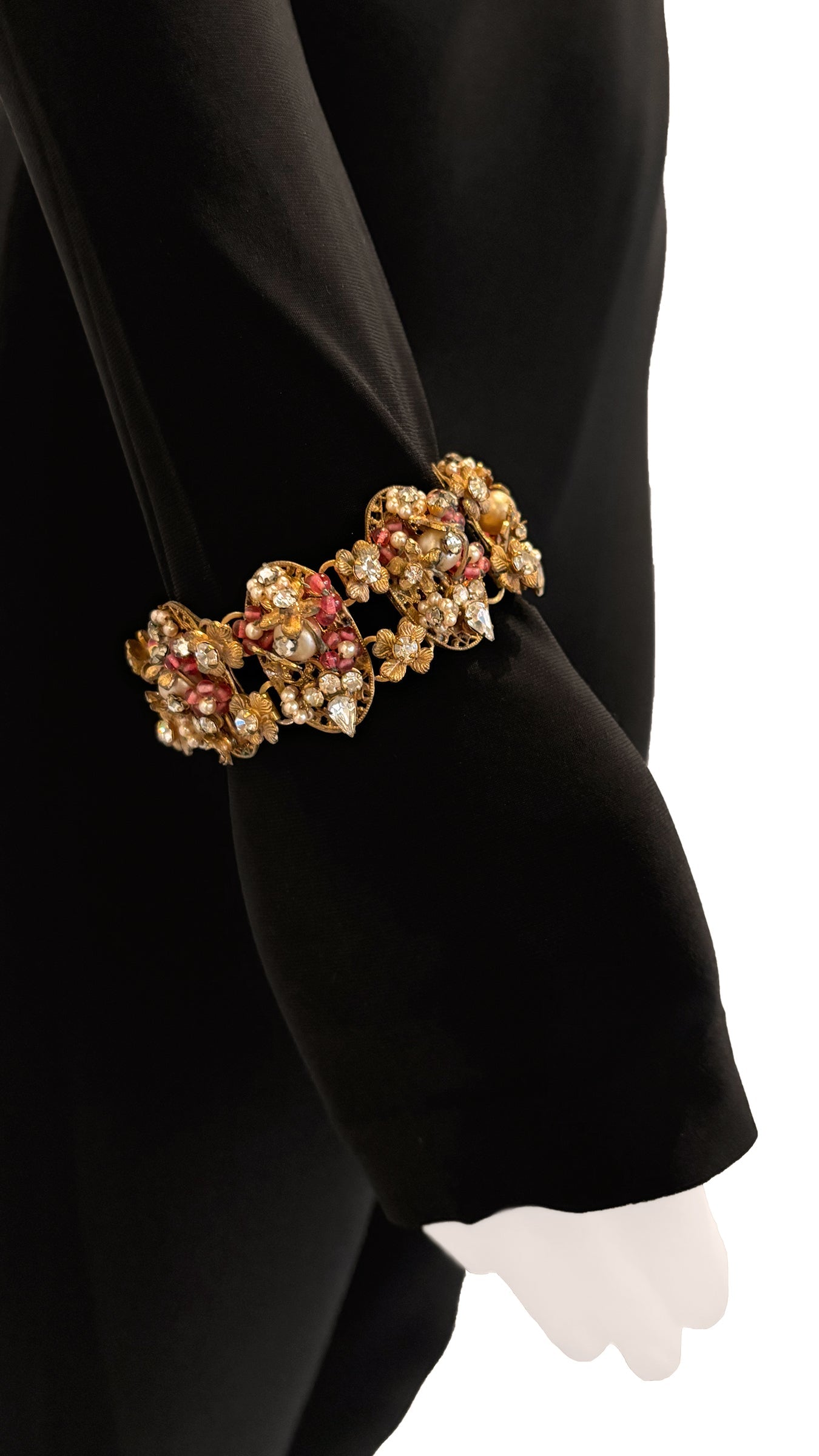 MIRIAM HASKELL BEADED BRASS/STONE NECKLACE AND BRACELET SET | Norma Kamali Women