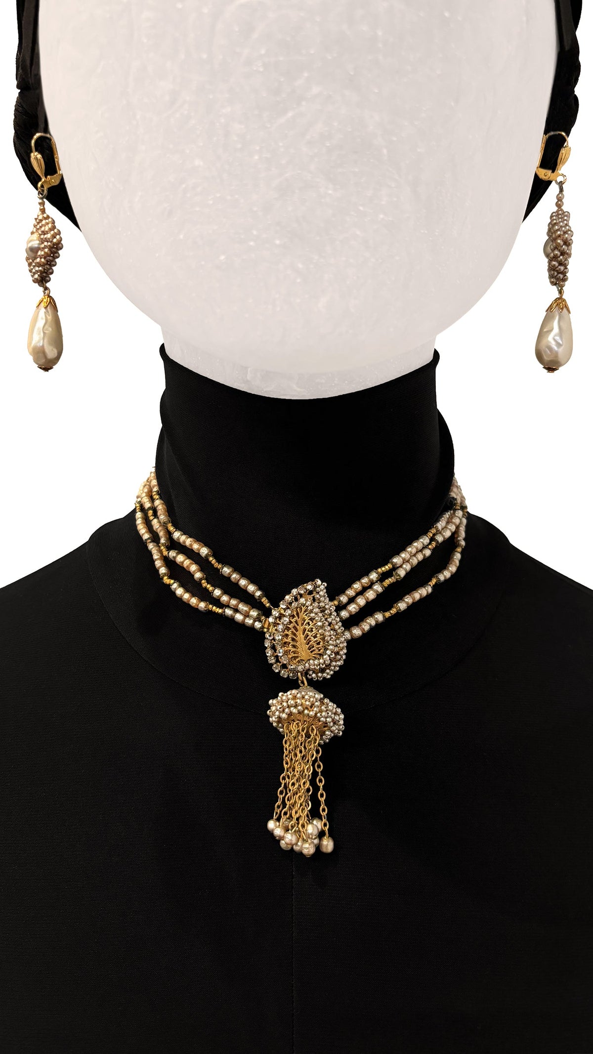 MIRIAM HASKELL BEADED EARRINGS AND DROP NECKLACE SET | Norma Kamali Women