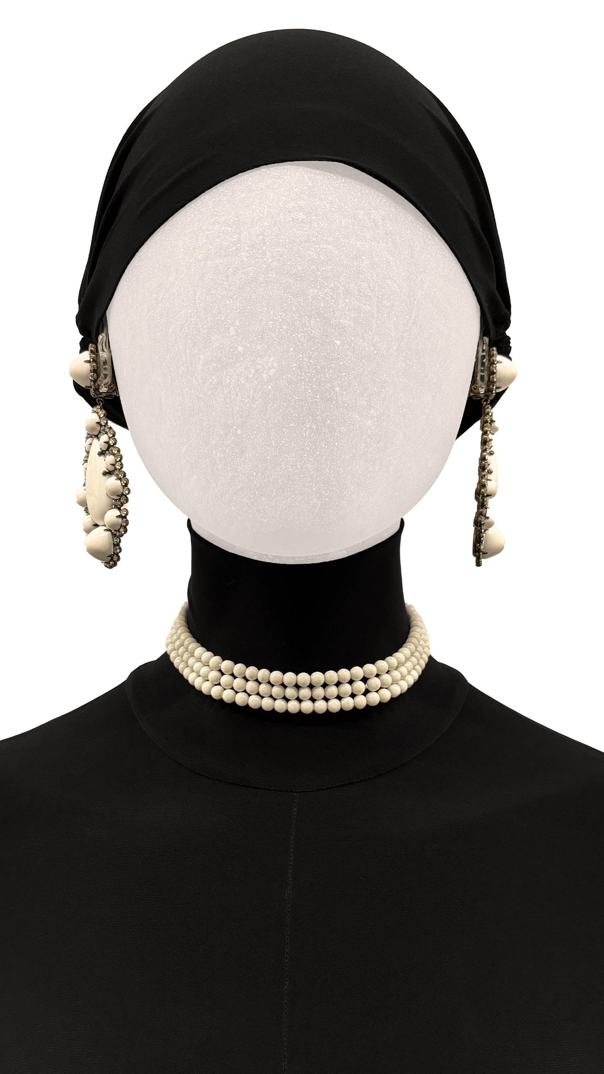 RHINESTONE & MILK GLASS TEARDROP PENDANT EARRINGS | Norma Kamali Women