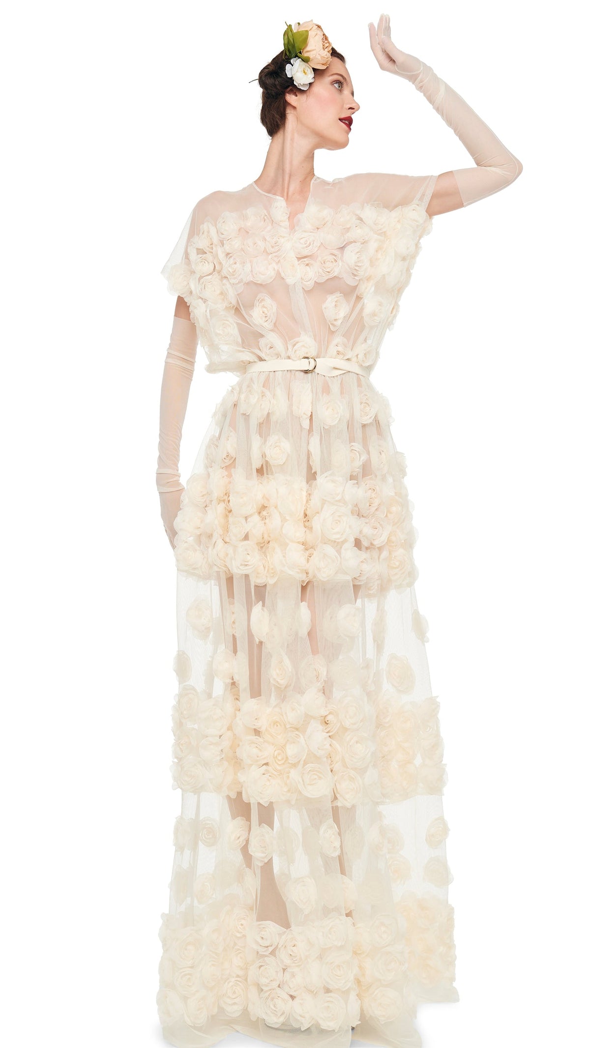 SUPER OS SLEEVELESS BF FLARED GOWN Cream | Norma Kamali Women