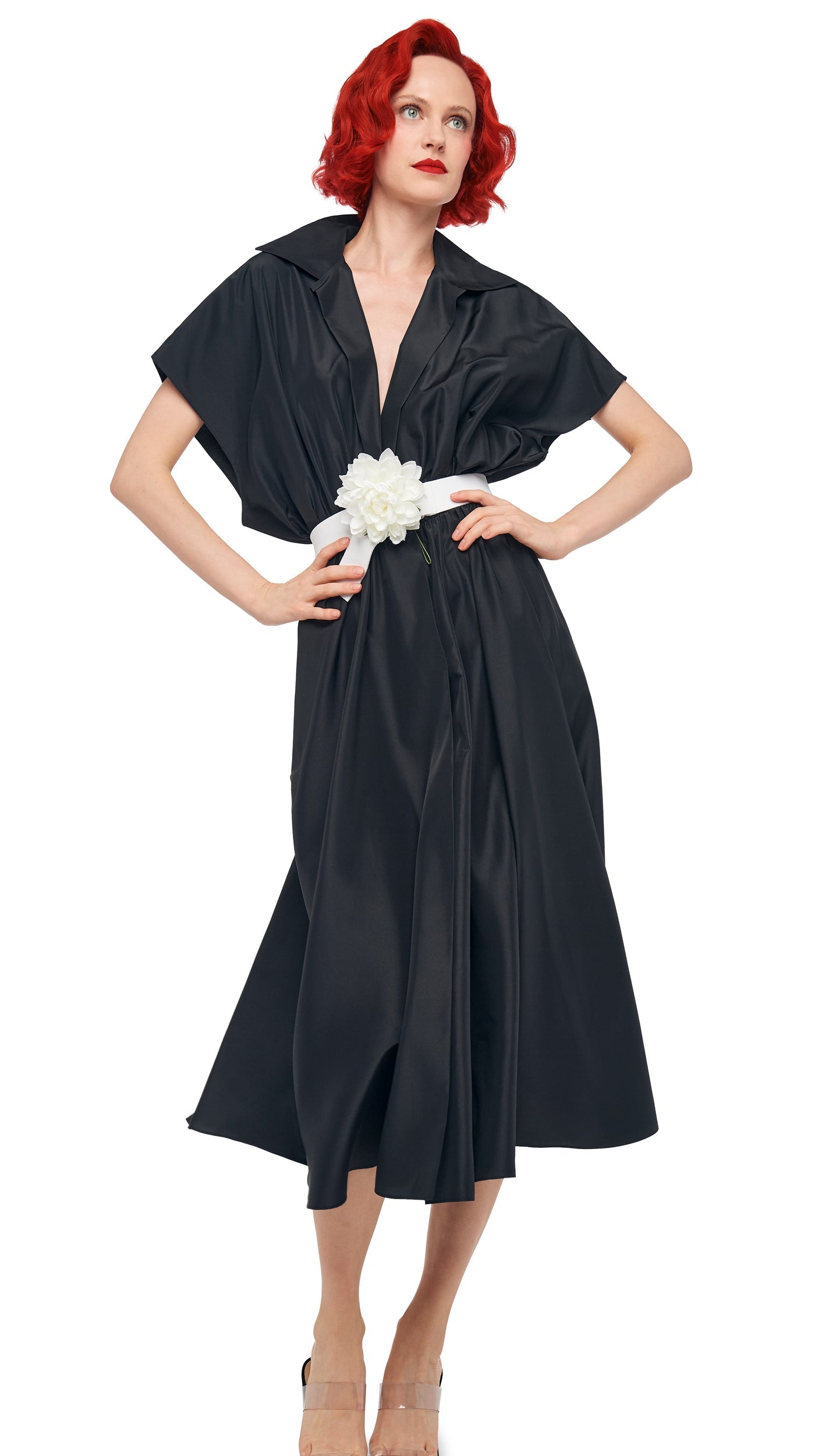 SUPER OS SLEEVELESS BF NK SHIRT FLARED DRESS Black | Norma Kamali Women