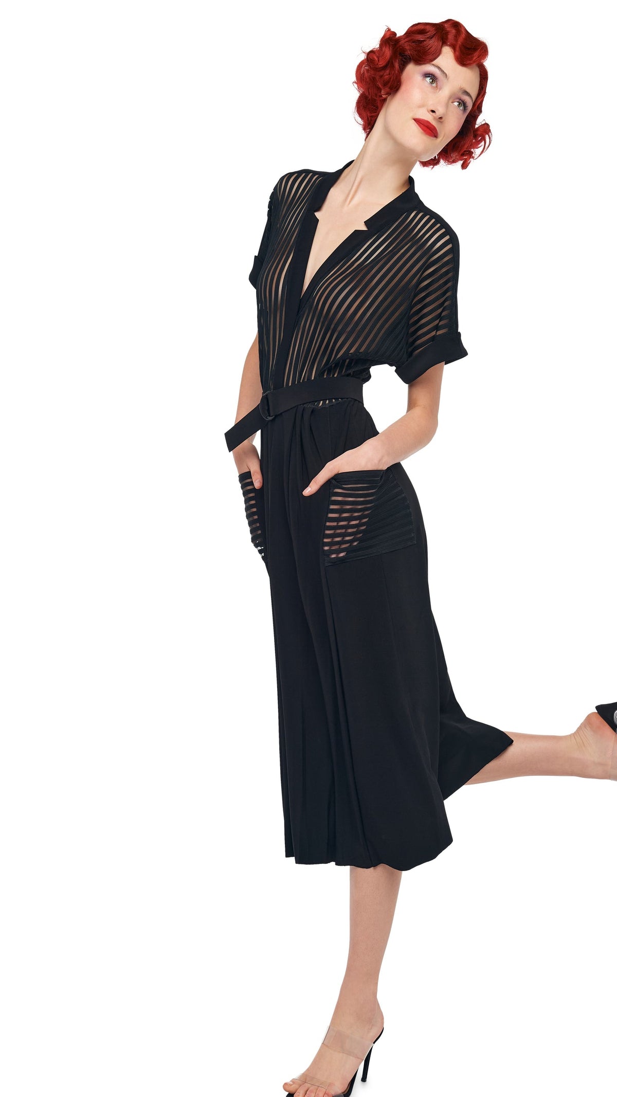 GERALYN SHORT SLEEVE DRESS Black | Norma Kamali Women