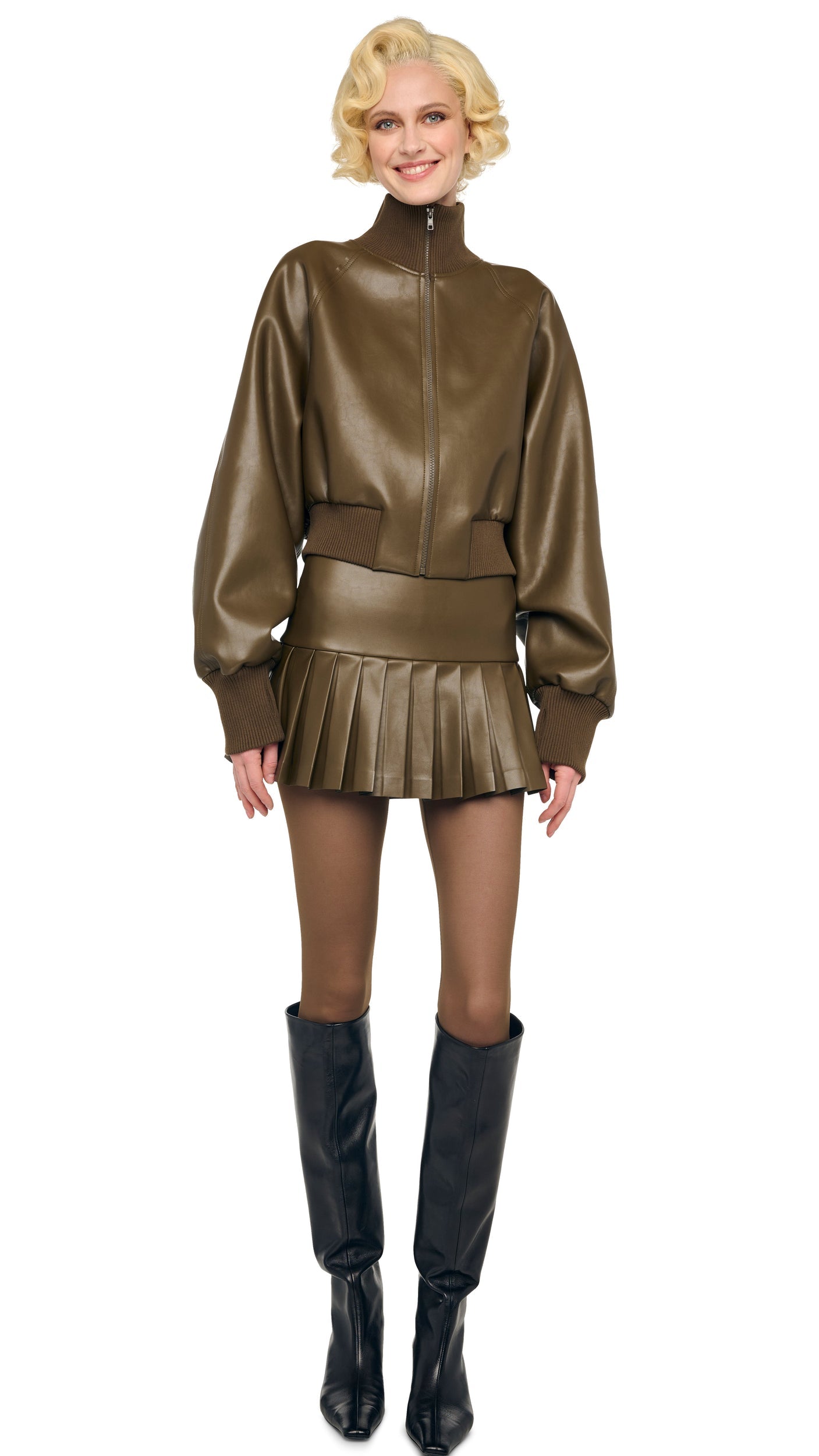 OVERSIZED TURTLE BOMBER JACKET TO WAIST Bark | Norma Kamali Women