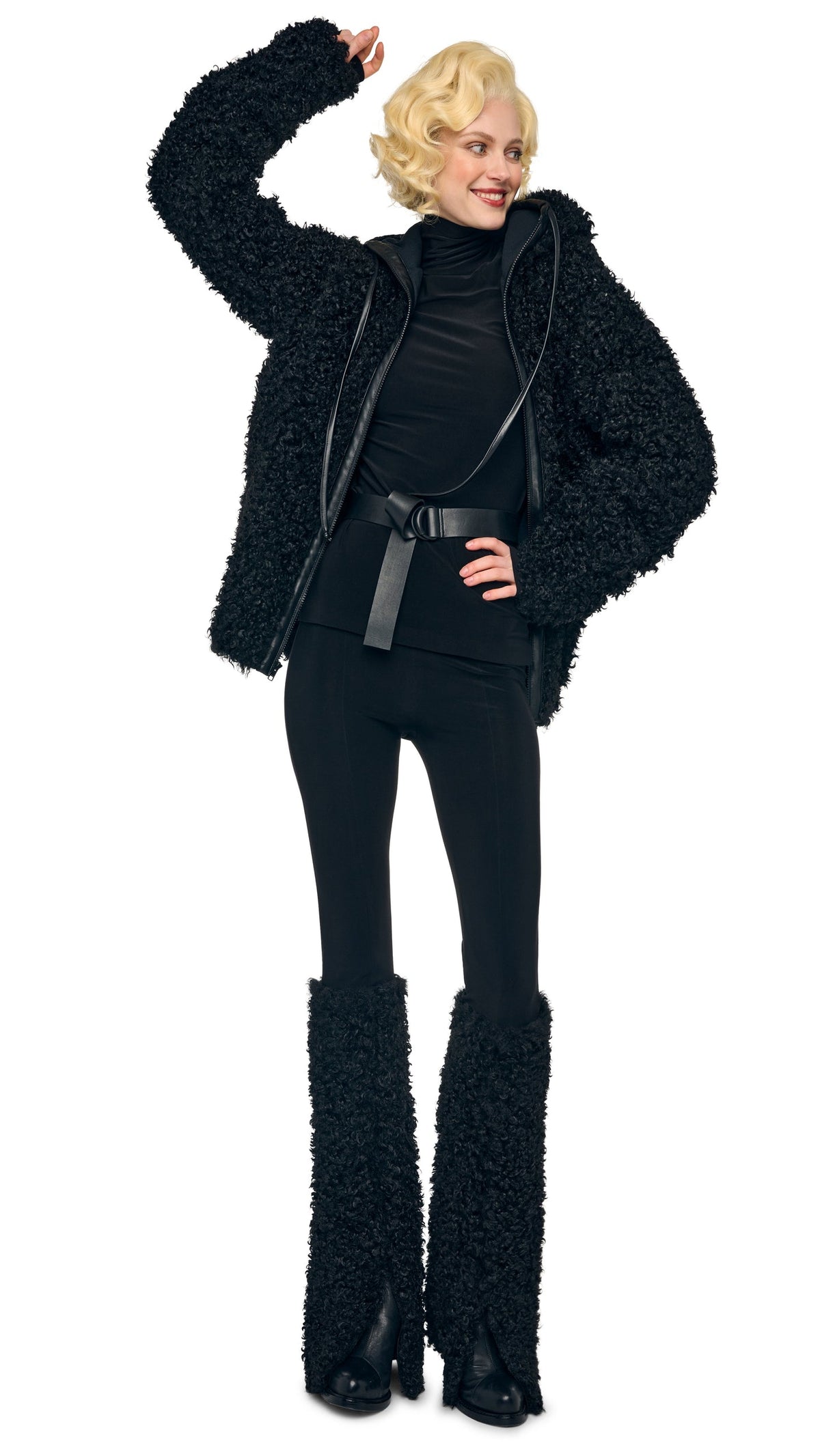 OS RAGLAN SLEEVE ZIP FRONT HOODED JACKET Black | Norma Kamali Women