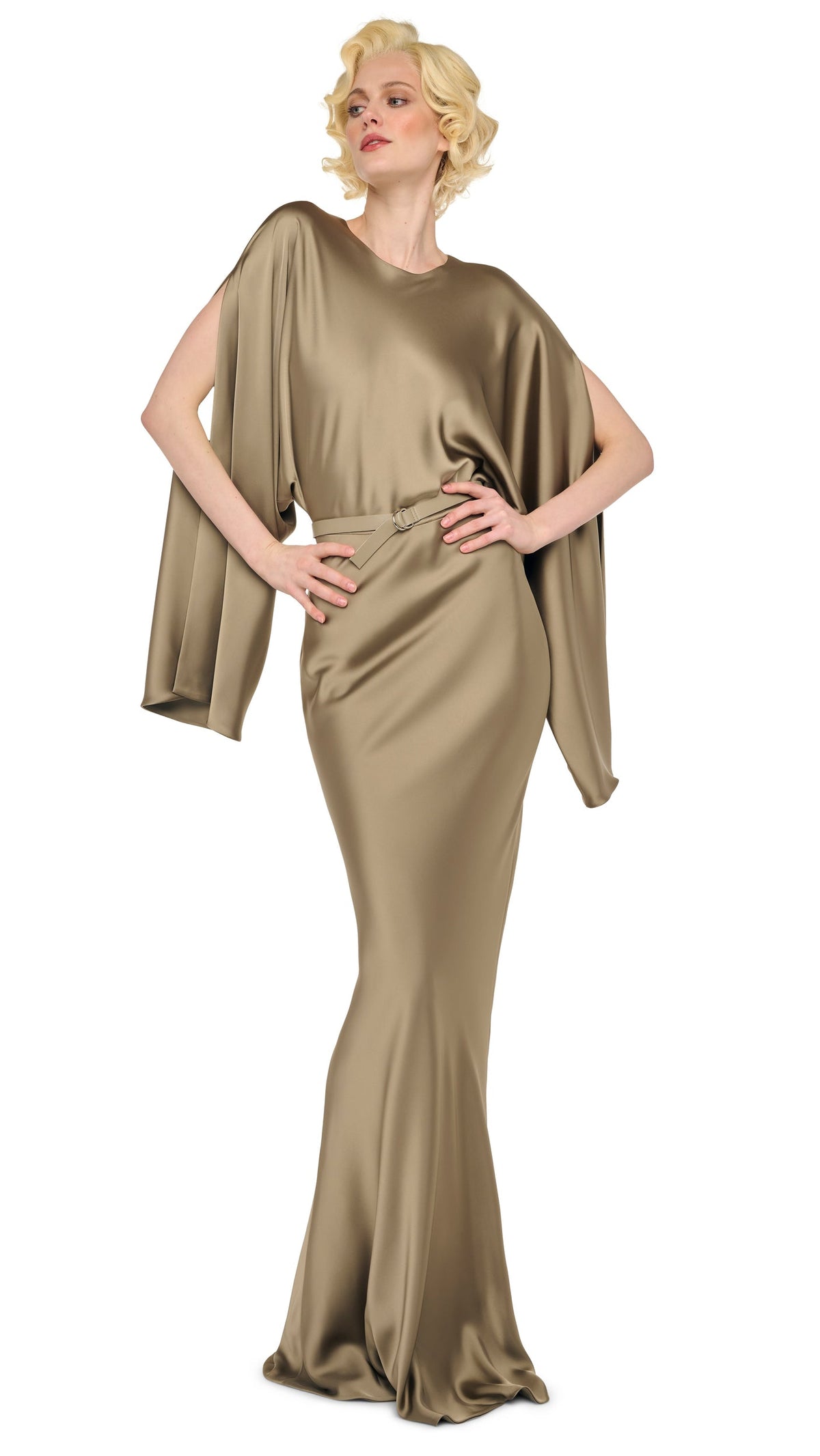 REVERSE OBIE GOWN LONG SLEEVE Elm | Norma Kamali Women