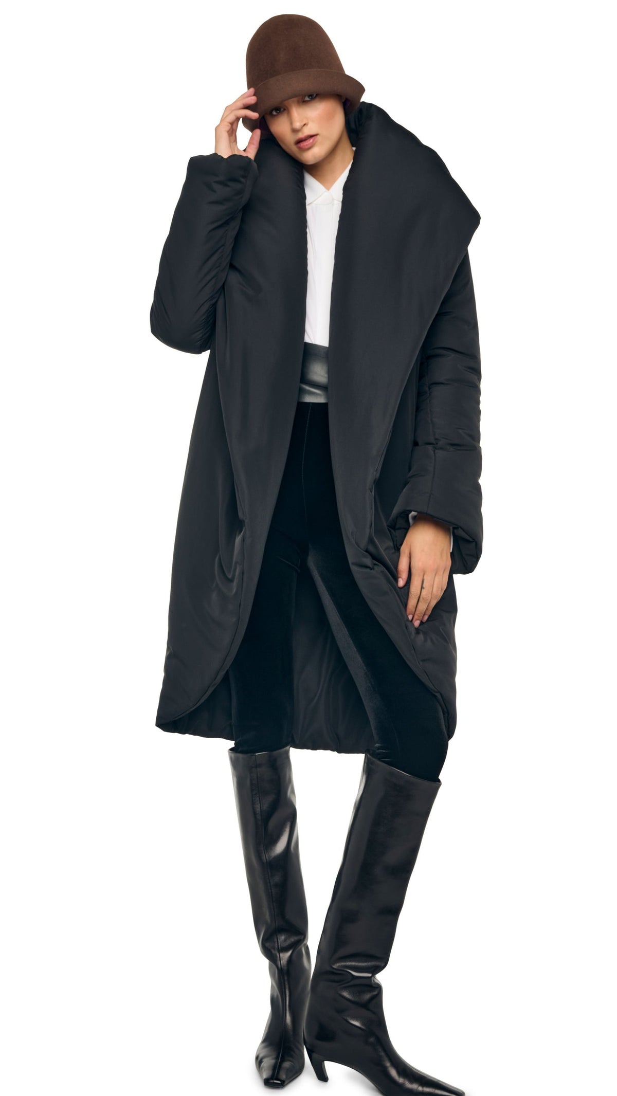 SHAWL COLLAR SLEEPING BAG COAT Black | Norma Kamali Women
