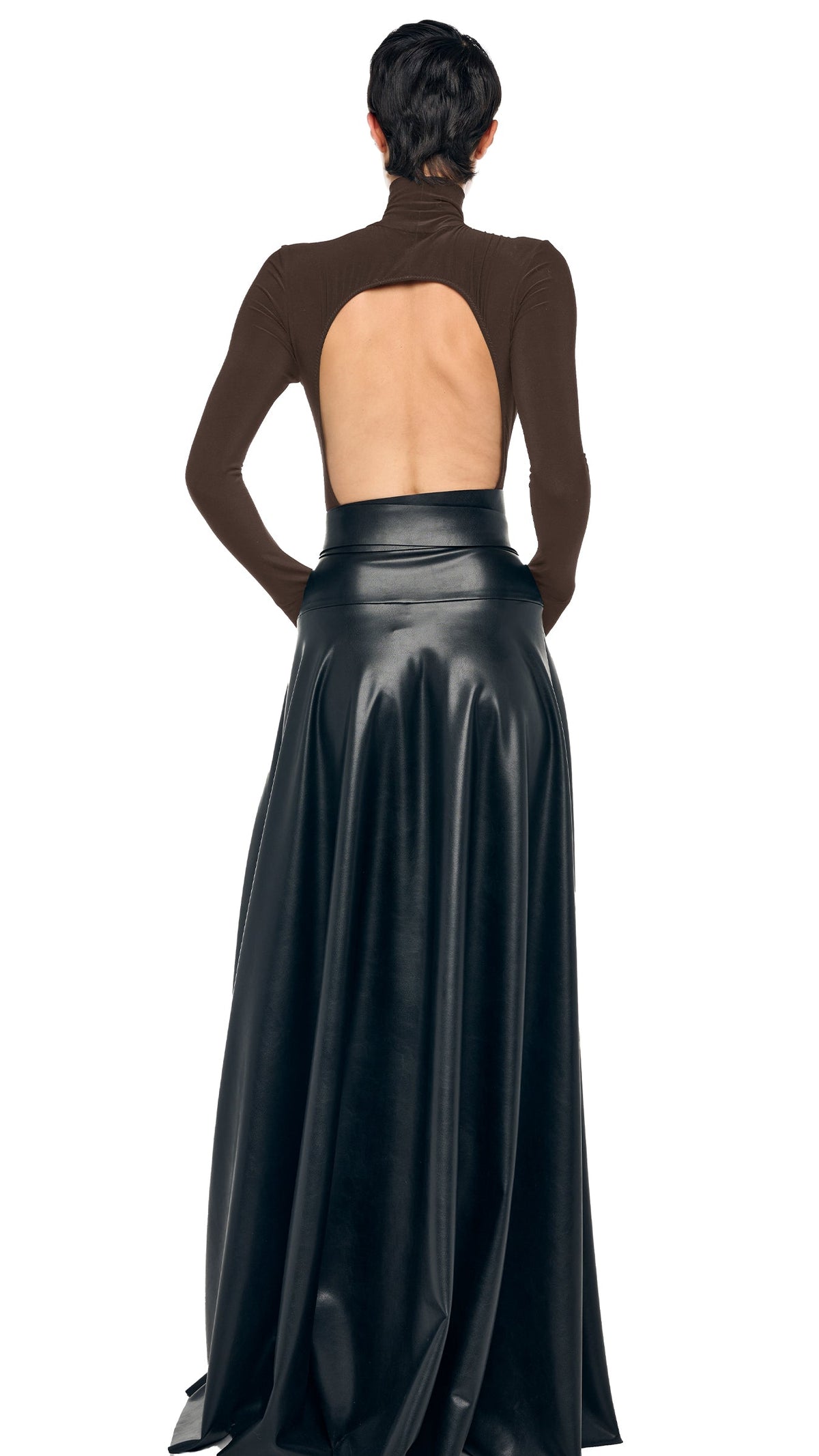 TURTLE OPEN BACK BODYSUIT Bark | Norma Kamali Women