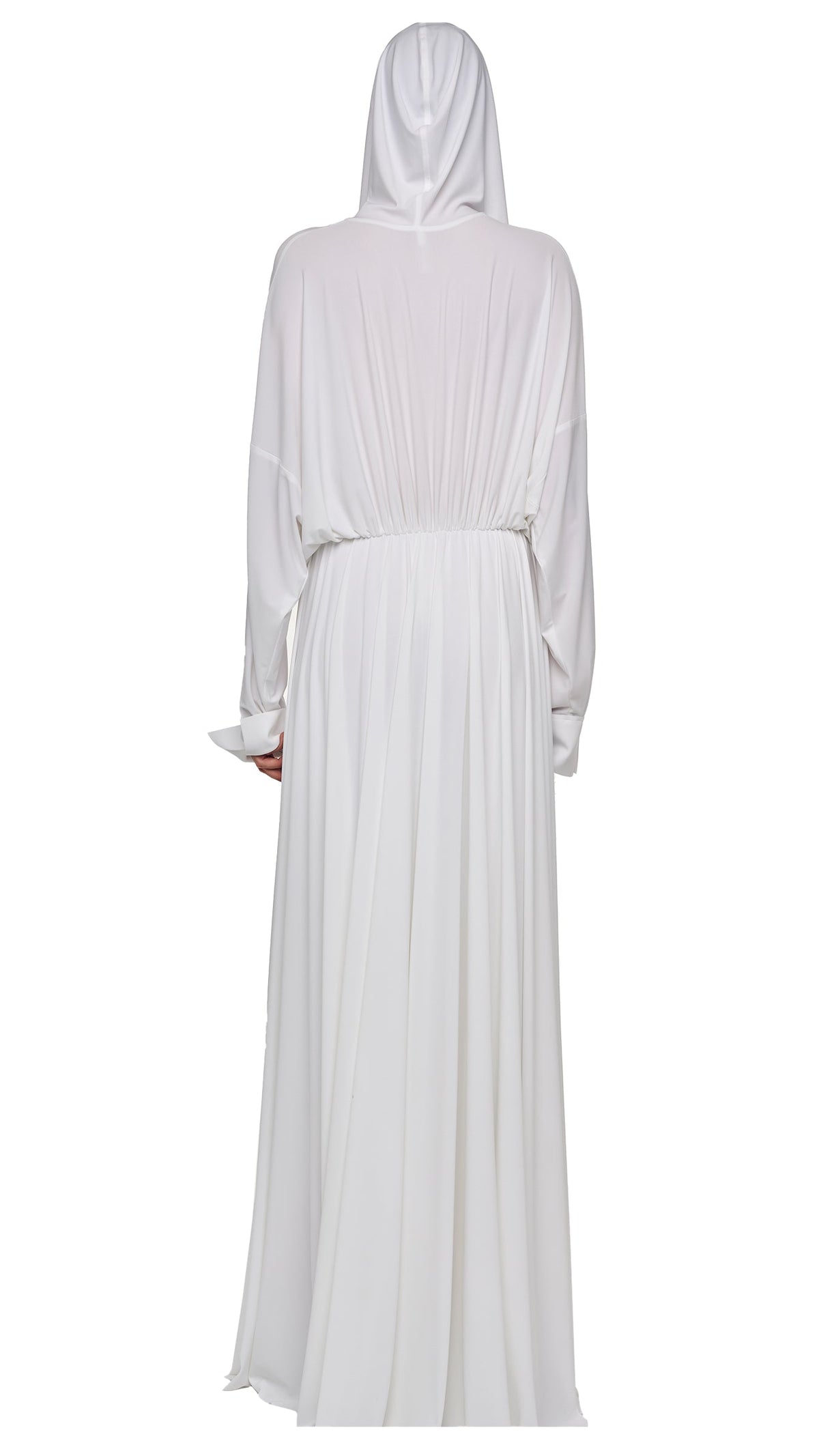 HOODED SUPER OS BF NK SHIRT FLARED GOWN Snow White | Norma Kamali Women