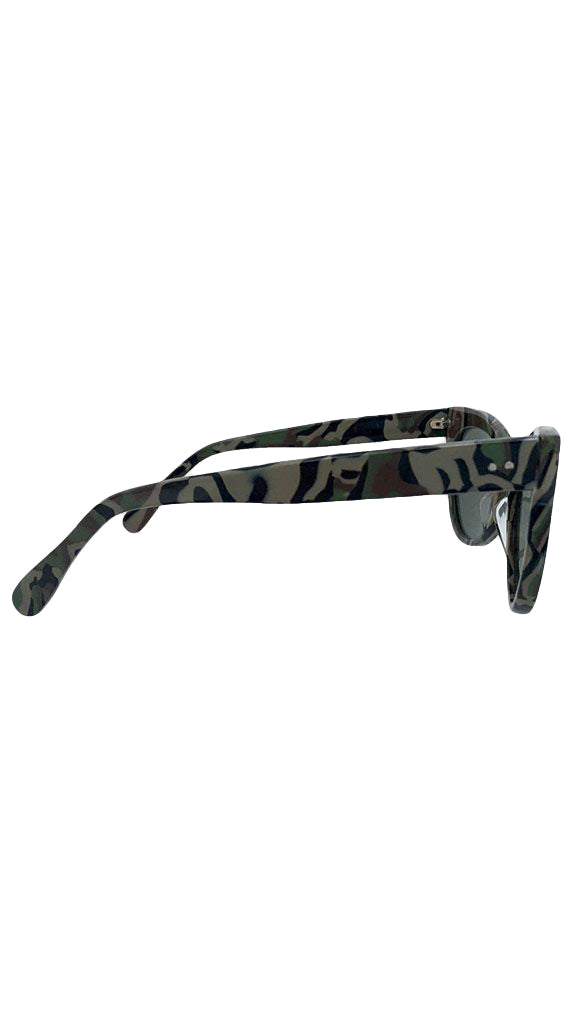 SQUARE CAT EYE SUNGLASSES Camo/Green | Norma Kamali Women