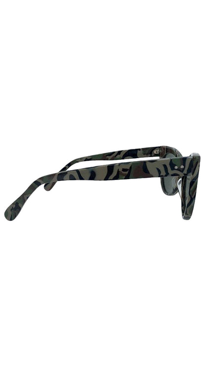 SQUARE CAT EYE SUNGLASSES Camo/Green | Norma Kamali Women