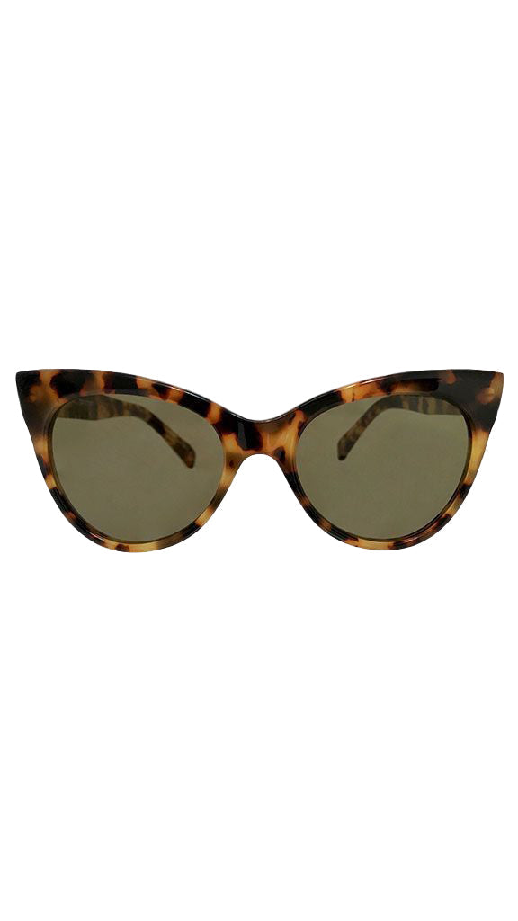 SQUARE CAT EYE SUNGLASSES Tokyo Tort/Green | Norma Kamali Women
