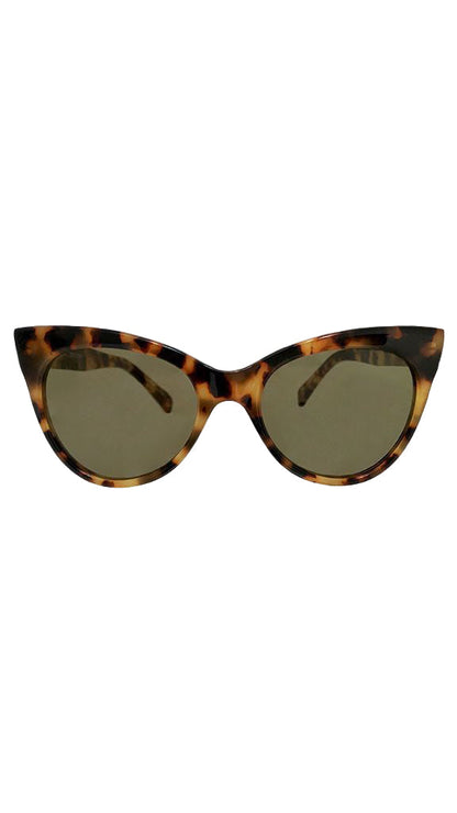 SQUARE CAT EYE SUNGLASSES Tokyo Tort/Green | Norma Kamali Women