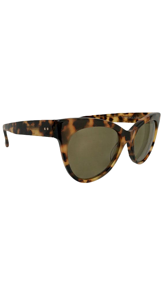 SQUARE CAT EYE SUNGLASSES Tokyo Tort/Green | Norma Kamali Women