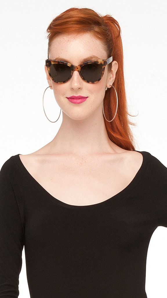 SQUARE CAT EYE SUNGLASSES Tokyo Tort/Green | Norma Kamali Women