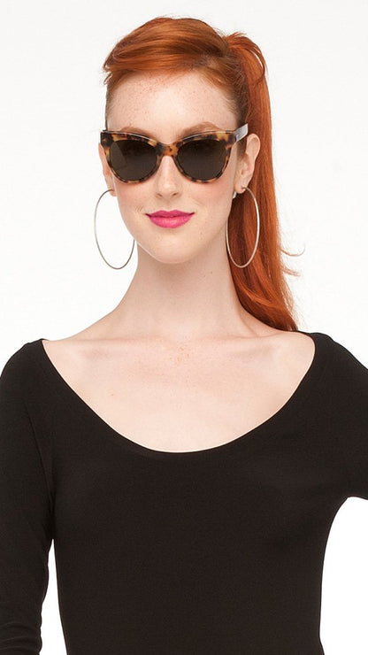 SQUARE CAT EYE SUNGLASSES Tokyo Tort/Green | Norma Kamali Women