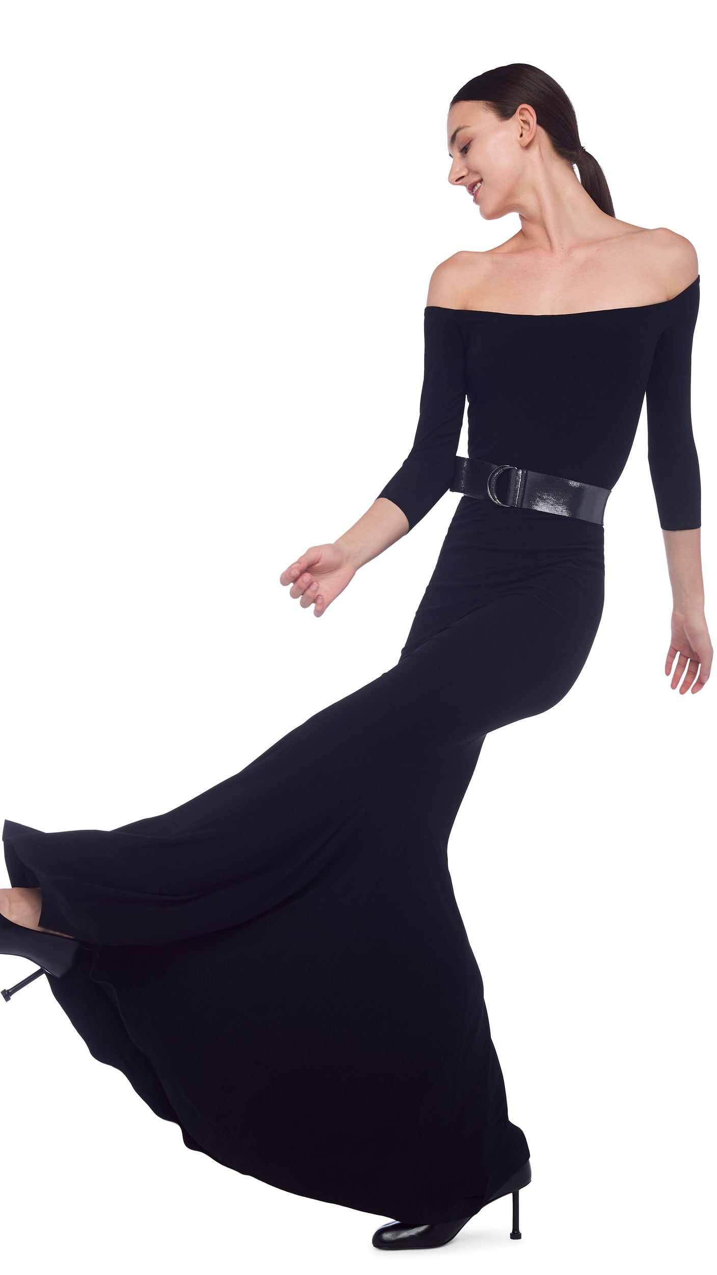 OFF SHOULDER FISHTAIL GOWN Black | Norma Kamali Women