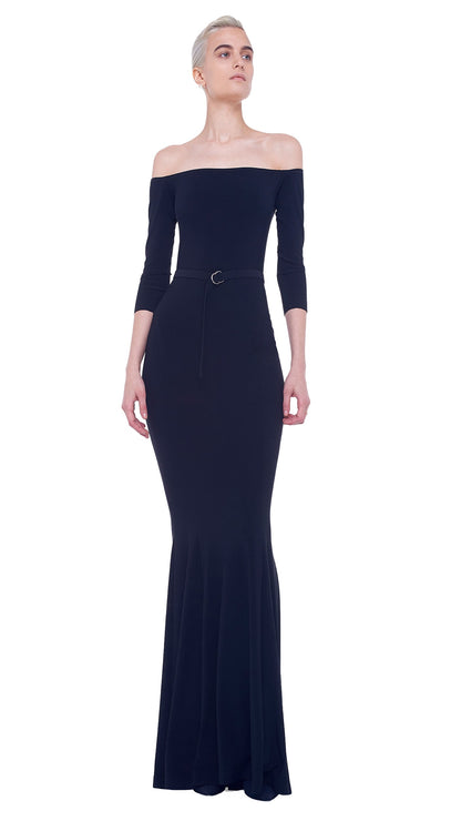 OFF SHOULDER FISHTAIL GOWN Black | Norma Kamali Women