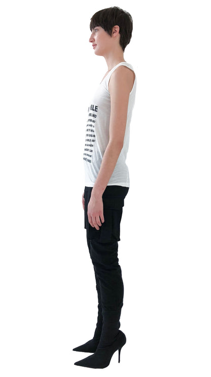 I AM INVINCIBLE TEE White/Black | Norma Kamali Women