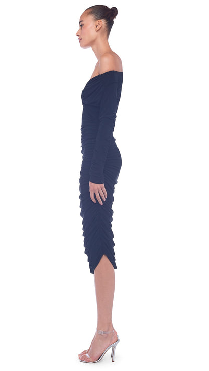 LONG SLEEVE TARA DRESS Black | Norma Kamali Women