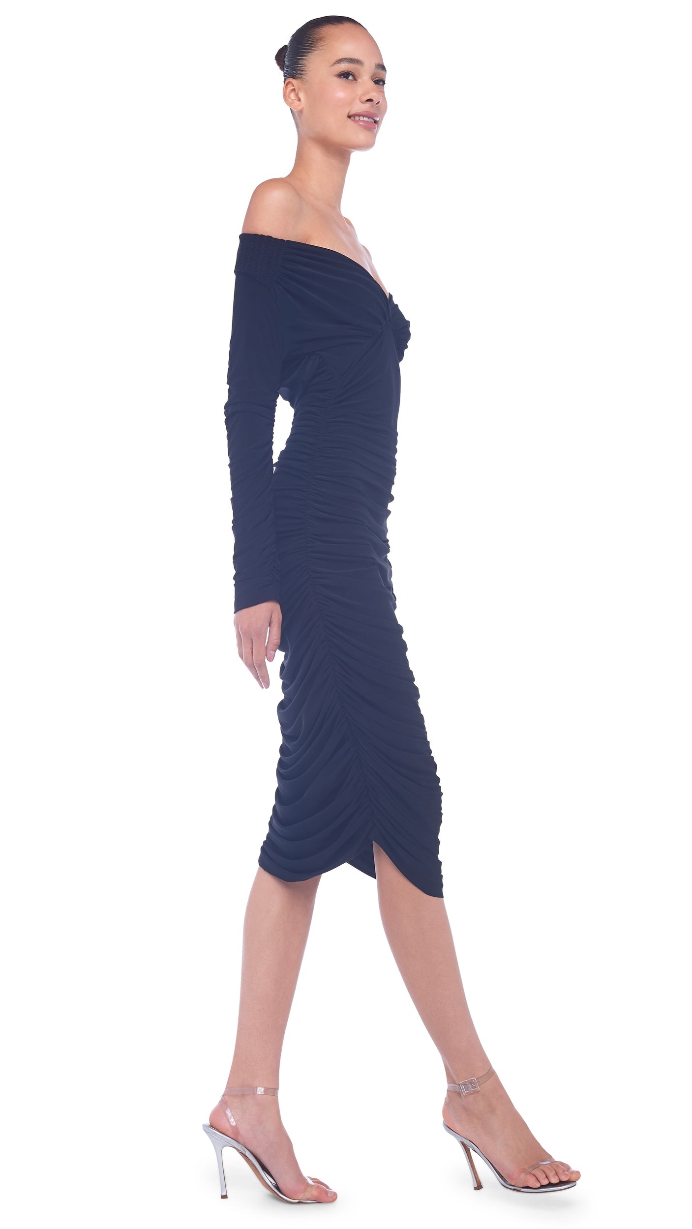 LONG SLEEVE TARA DRESS Black | Norma Kamali Women