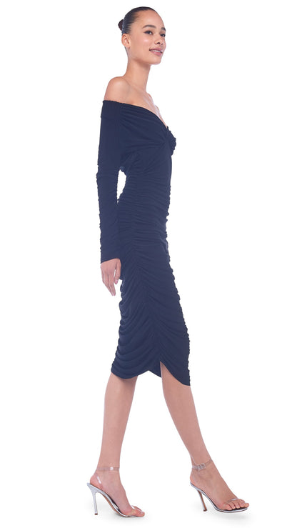 LONG SLEEVE TARA DRESS Black | Norma Kamali Women
