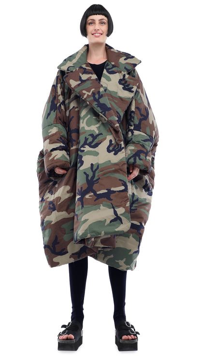 BLANKET SLEEPING BAG COAT Camo | Norma Kamali Women