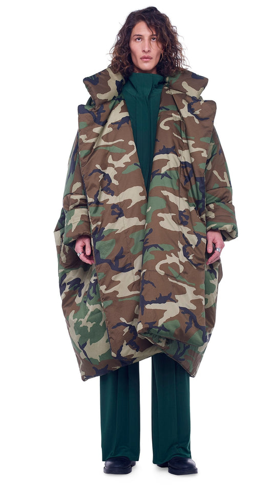 BLANKET SLEEPING BAG COAT Camo | Norma Kamali Women