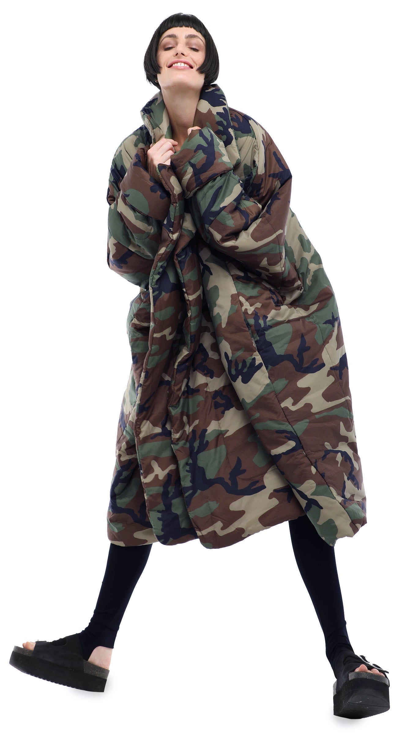 BLANKET SLEEPING BAG COAT Camo | Norma Kamali Women