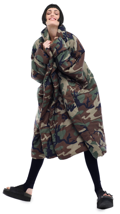 BLANKET SLEEPING BAG COAT Camo | Norma Kamali Women