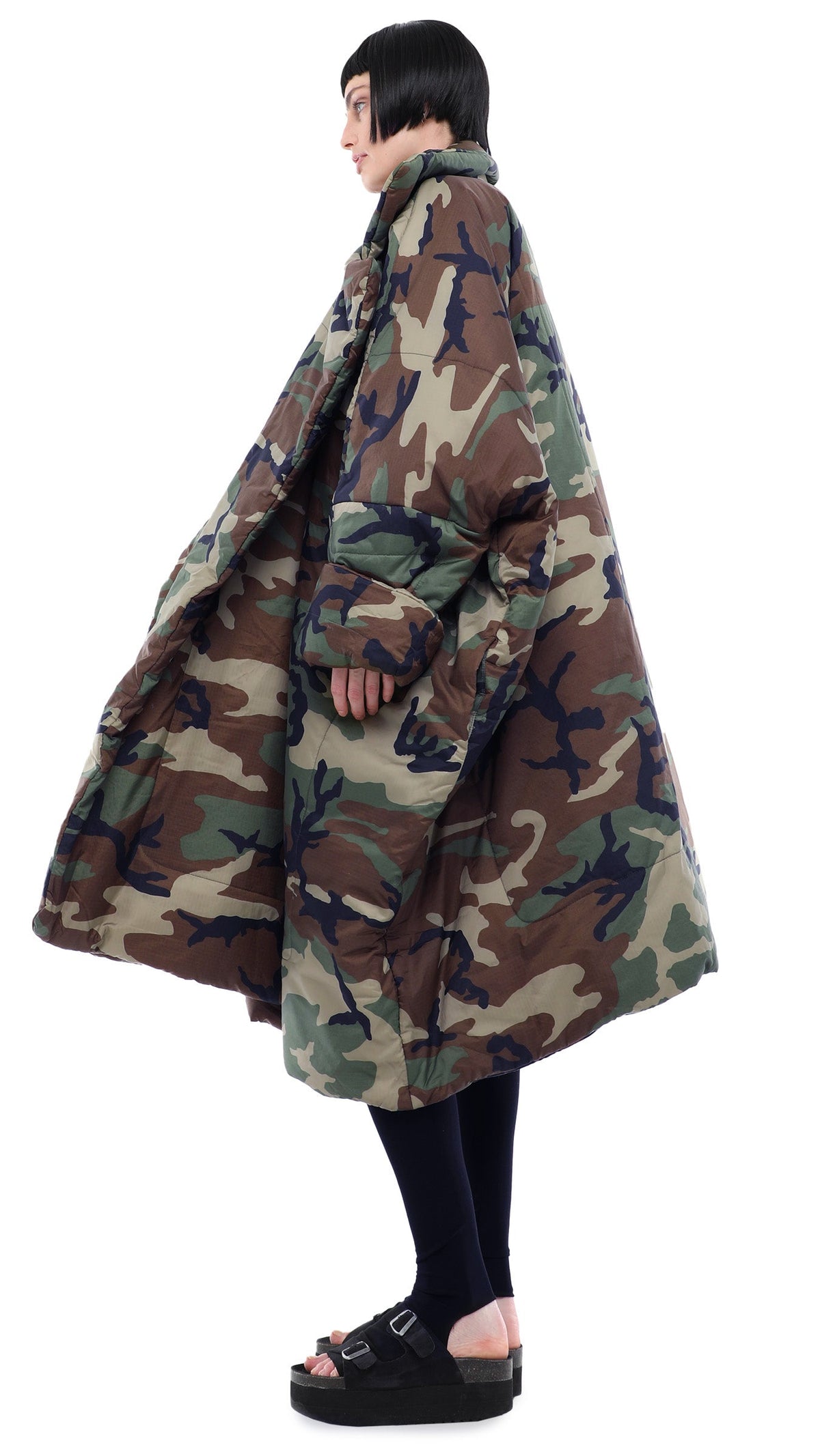 BLANKET SLEEPING BAG COAT Camo | Norma Kamali Women