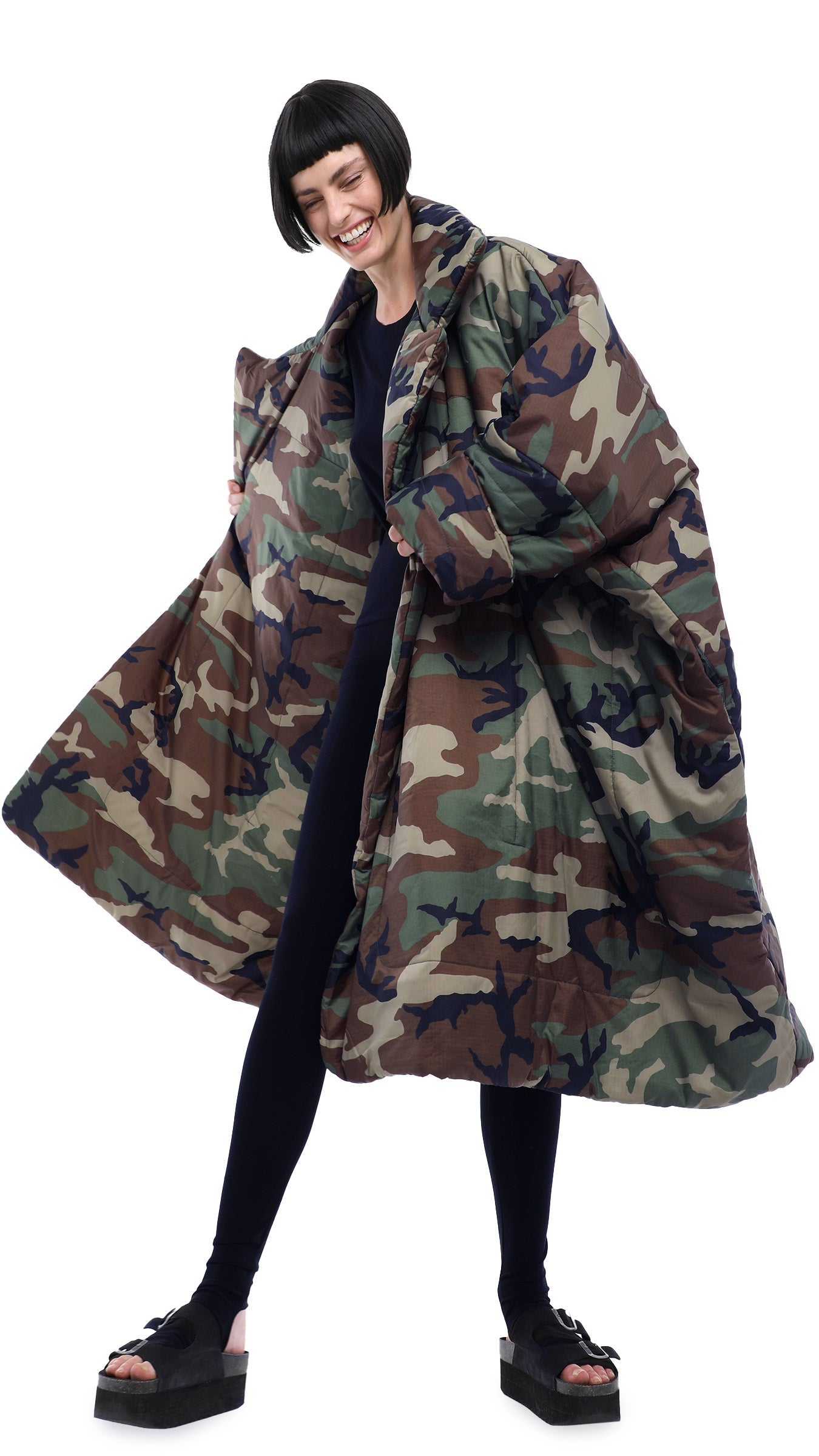BLANKET SLEEPING BAG COAT Camo | Norma Kamali Women