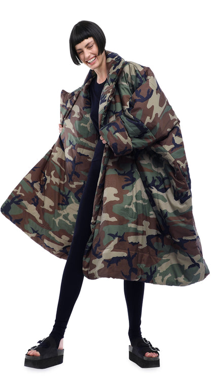 BLANKET SLEEPING BAG COAT Camo | Norma Kamali Women