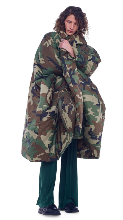 BLANKET SLEEPING BAG COAT Camo | Norma Kamali Women