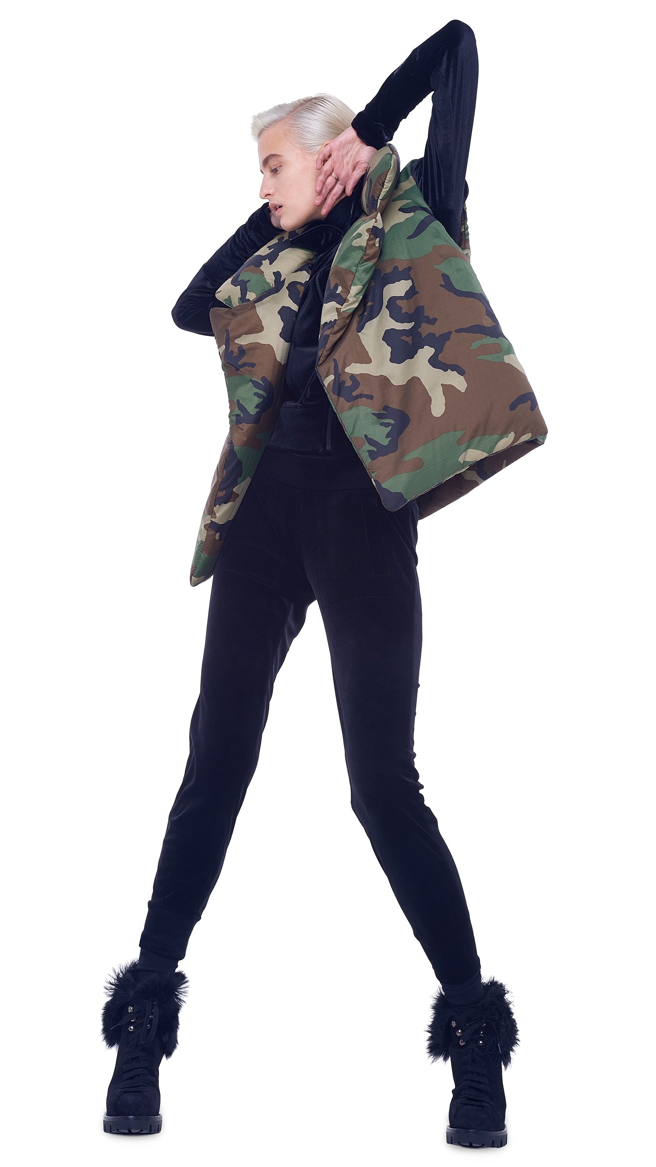 SLEEPING BAG VEST Camo | Norma Kamali Women