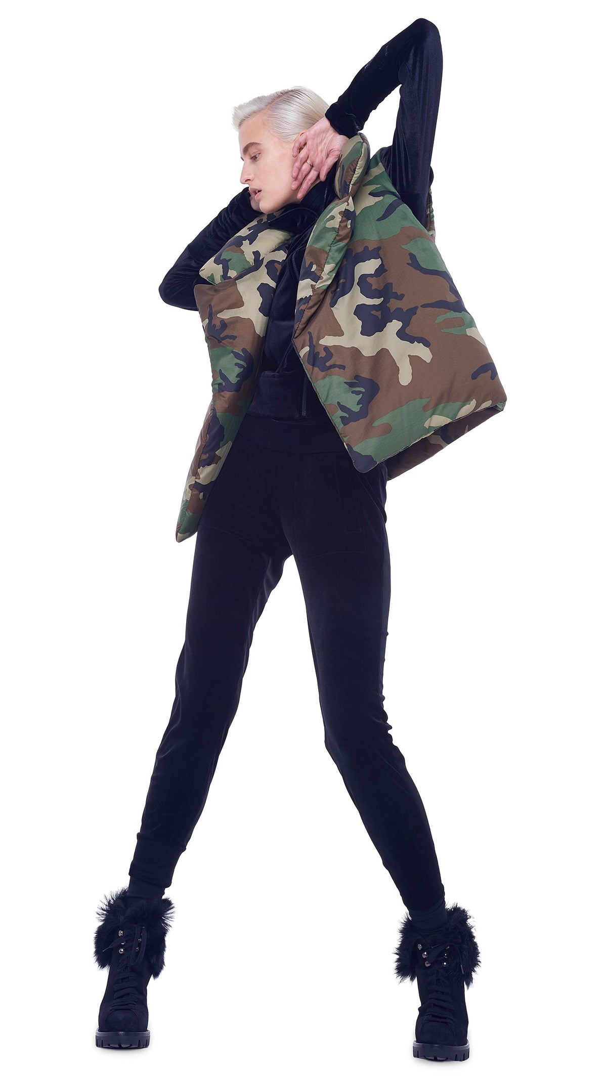 SLEEPING BAG VEST Camo | Norma Kamali Women