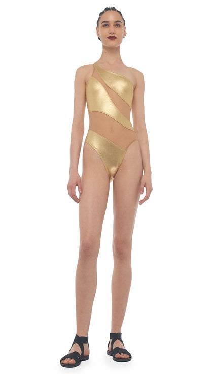 SNAKE MESH MIO Gold Foil | Norma Kamali Women